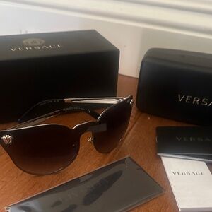 Versace Black Gradient Sunglasses with silver trim